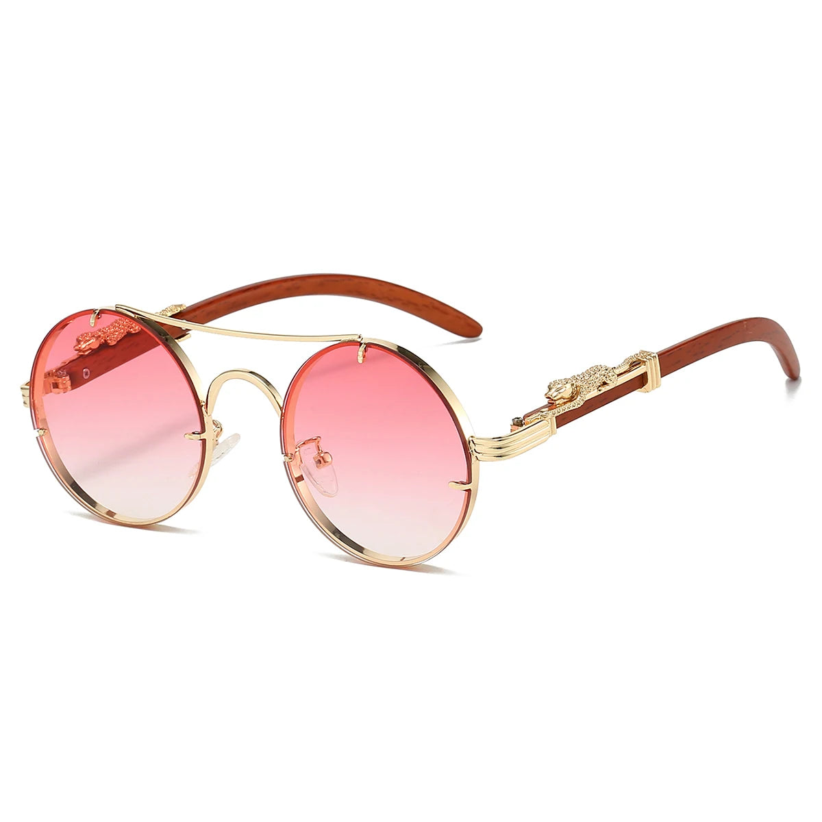 KAMMPT Vintage Round Sunglasses Men Fashion Double Bridge Multicolor Shades Women Retro Trendy Brand Luxury Design Sun Glasses
