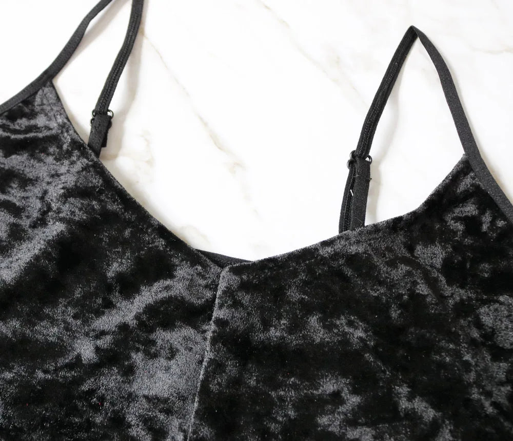 Sexy Velvet Pajamas V-Neck Lingerie Two Sets Women Suspenders Short Pants Loungewear