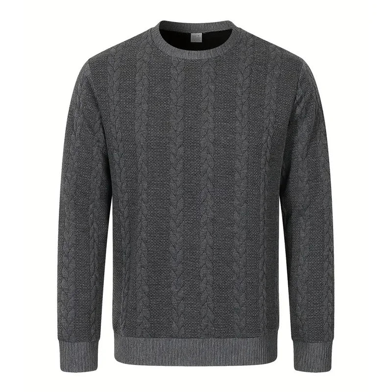 New Men's Long Sleeve pullover Fashion Knitted Jacquard Round Neck Autumn and Winter European and American Leisure Sports Shirt