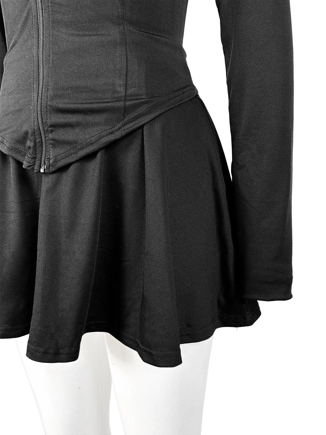 Womens Casual Sports 2 Piece Outfits Long Sleeve Zip Up Jacket Mini Skirt With Shorts Sets