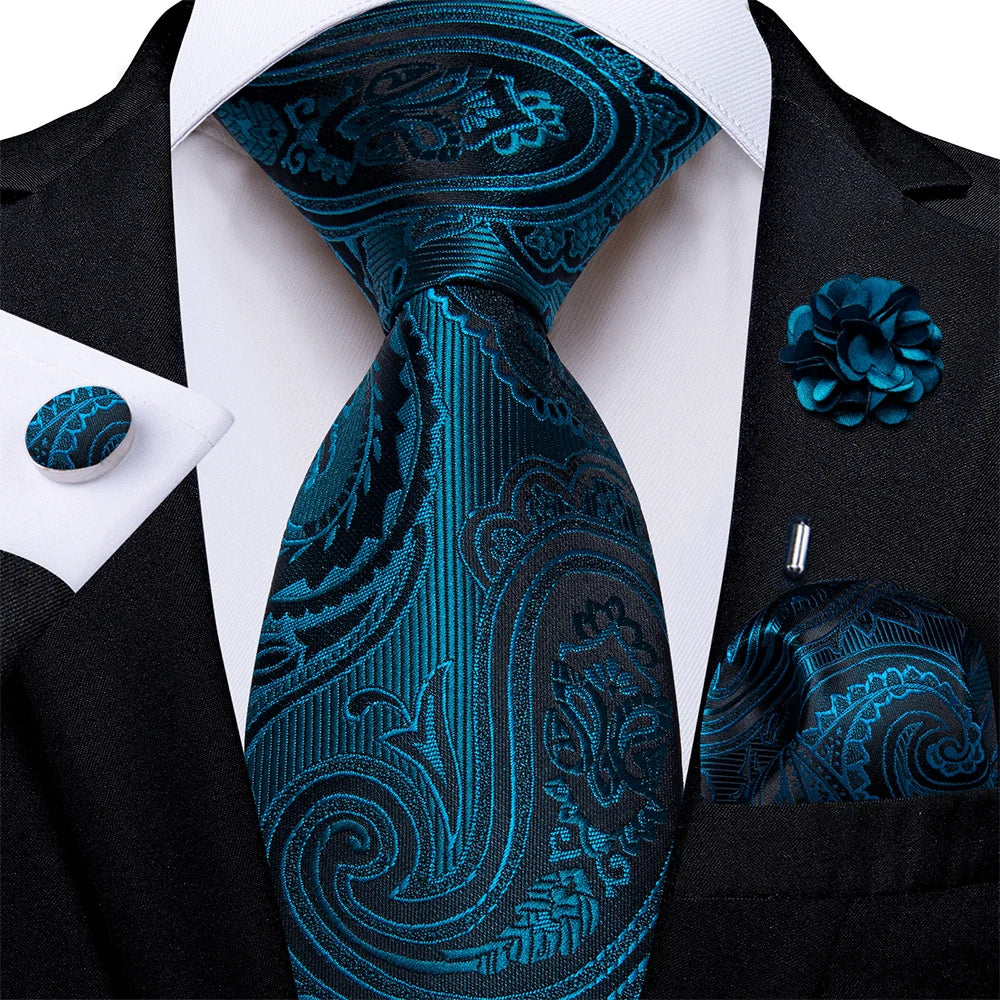 4Pcs Pink Paisley Folral Men Tie Pocket Square