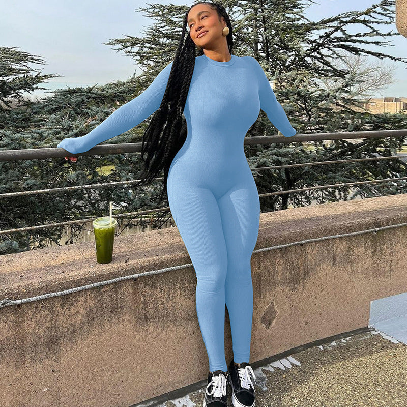 High Elastic Tight Jumpsuit Women Bodysuit Streetwear Overalls Jump Suits Autumn Winter Clothes Rompers Yoga Jogger Bodysuits