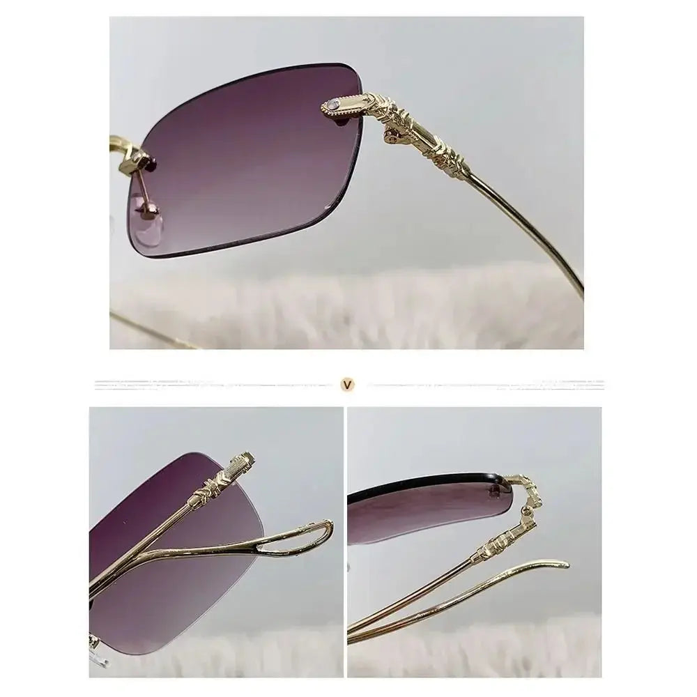 Rimless Rectangle Sunglasses FashionMojos.com