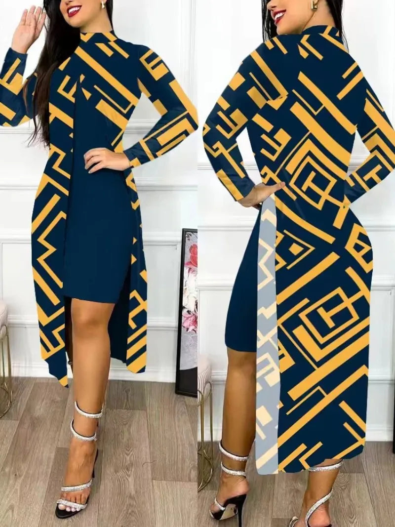 Two Piece Set Women Print Dresses Sets