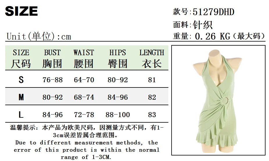 kliou Halter Bandage Women Mini Dress Concise Solid Sexy Deep V- Neck Backless Ruched Ruffle Robe Mujer Birthday Party Vestidos