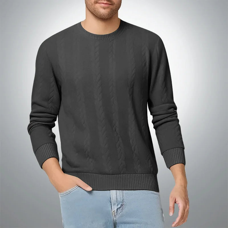 New Men's Long Sleeve pullover Fashion Knitted Jacquard Round Neck Autumn and Winter European and American Leisure Sports Shirt
