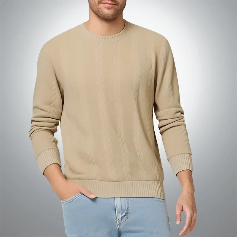 New Men's Long Sleeve pullover Fashion Knitted Jacquard Round Neck Autumn and Winter European and American Leisure Sports Shirt