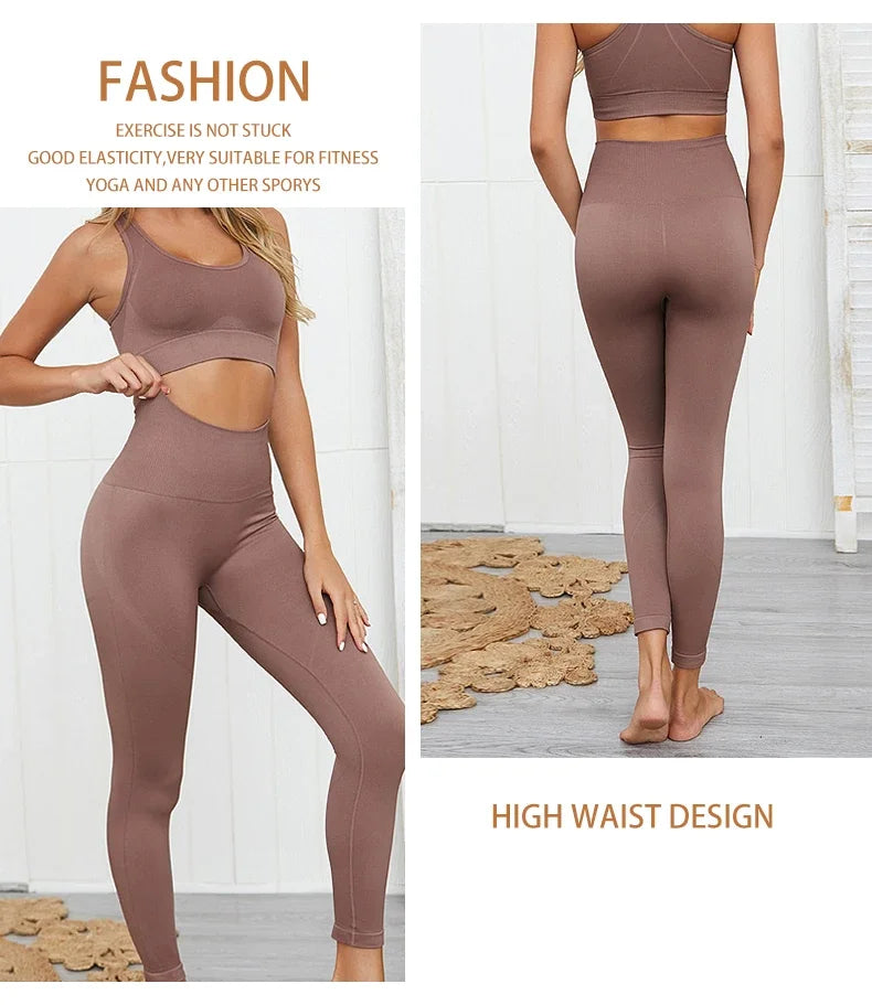Seamless Hyperflex Workout Set Sport Leggings and Top Yoga Outfits for Women Sportswear Athletic Clothes Gym 2 piece Set XL Size