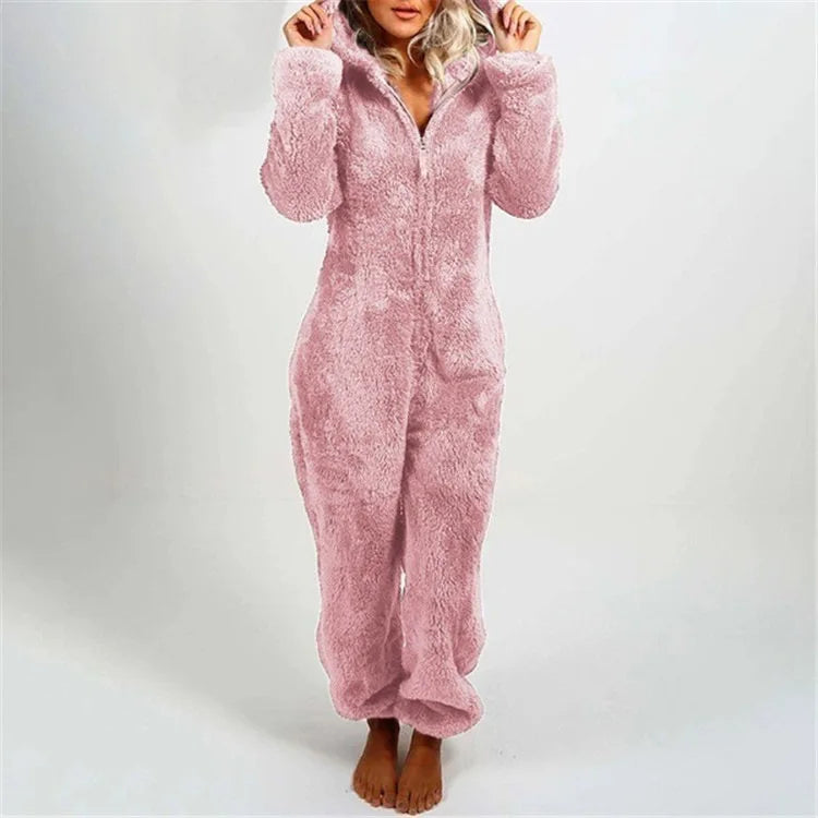 Harem Jumpsuit Spaghetti Long Cap Zipper Warm Winter Vintage Loose Wide Leg Overall Jumpsuits Playsuits Bodysuits Women Pajamas