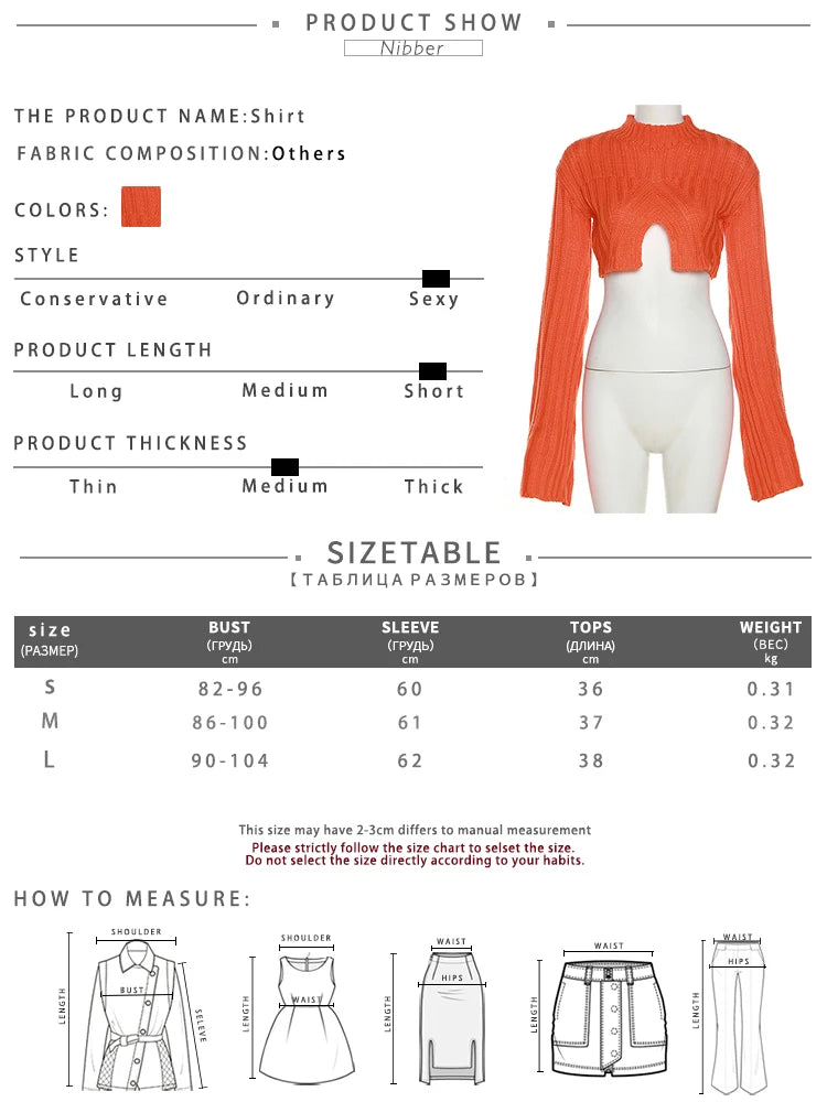 Nibber Autumn Solid Color Pullovers Clother For Women O-neck Midriff-baring Long-sleveed All-match Sweater Streetwear Travel