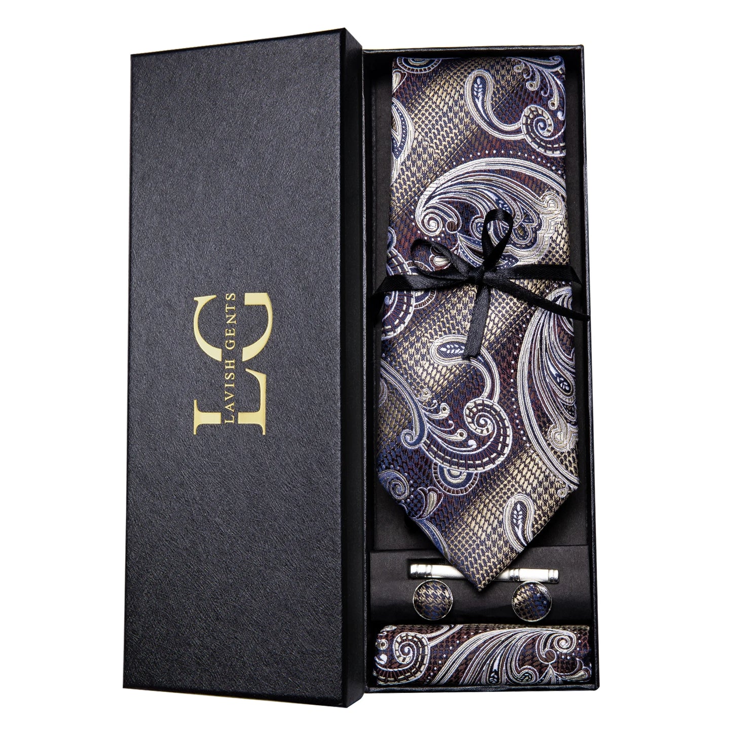Hi-Tie Luxury Gift Box Classic Paisley Teal Green NeckTie