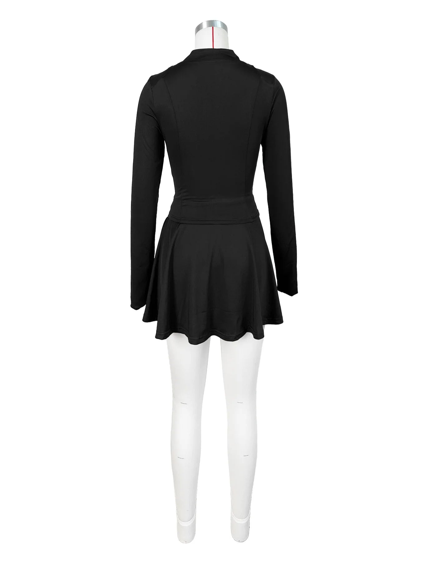 Womens Casual Sports 2 Piece Outfits Long Sleeve Zip Up Jacket Mini Skirt With Shorts Sets
