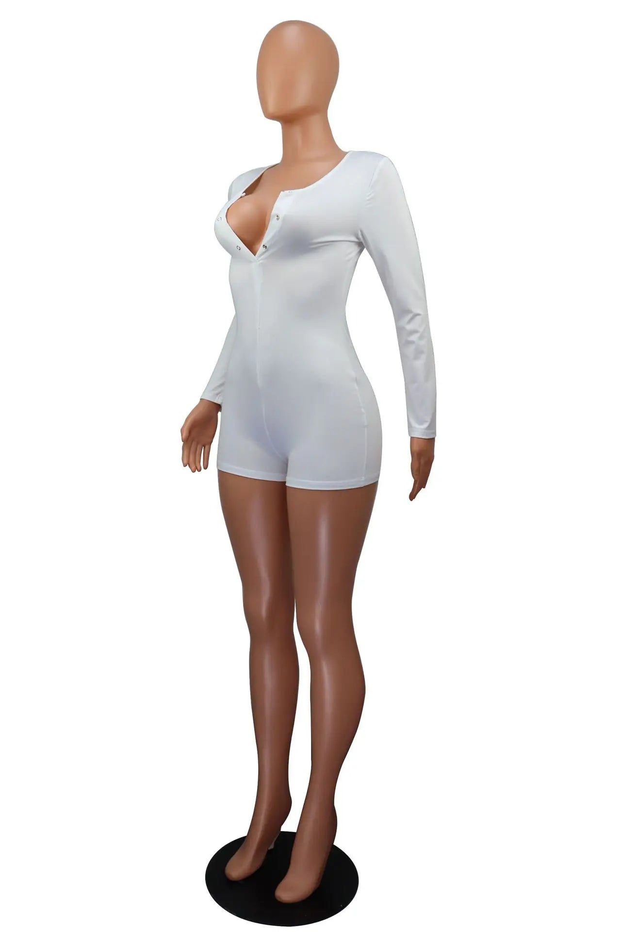 Hot Selling New Sexy V-neck Button Solid Color Jumpsuit Casual Home Wear