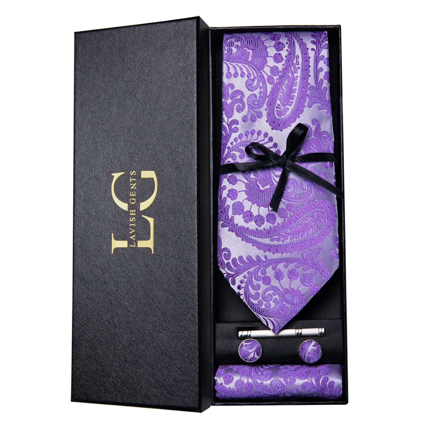 Hi-Tie Luxury Gift Box Classic Paisley Teal Green NeckTie