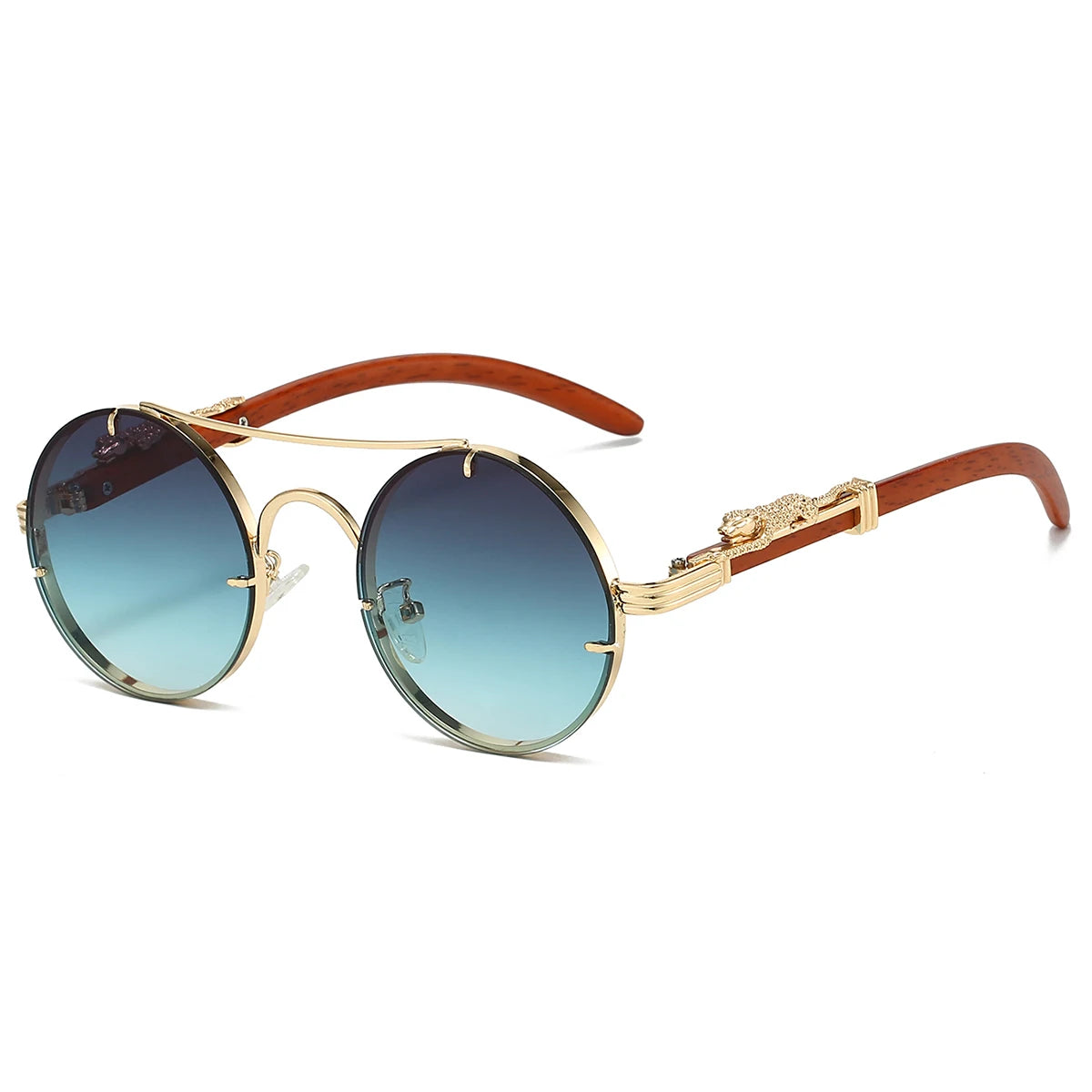 KAMMPT Vintage Round Sunglasses Men Fashion Double Bridge Multicolor Shades Women Retro Trendy Brand Luxury Design Sun Glasses