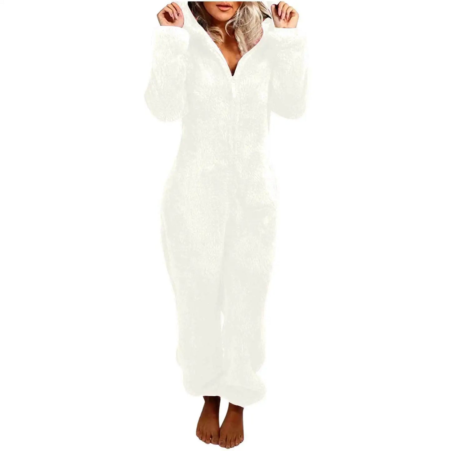 Harem Jumpsuit Spaghetti Long Cap Zipper Warm Winter Vintage Loose Wide Leg Overall Jumpsuits Playsuits Bodysuits Women Pajamas