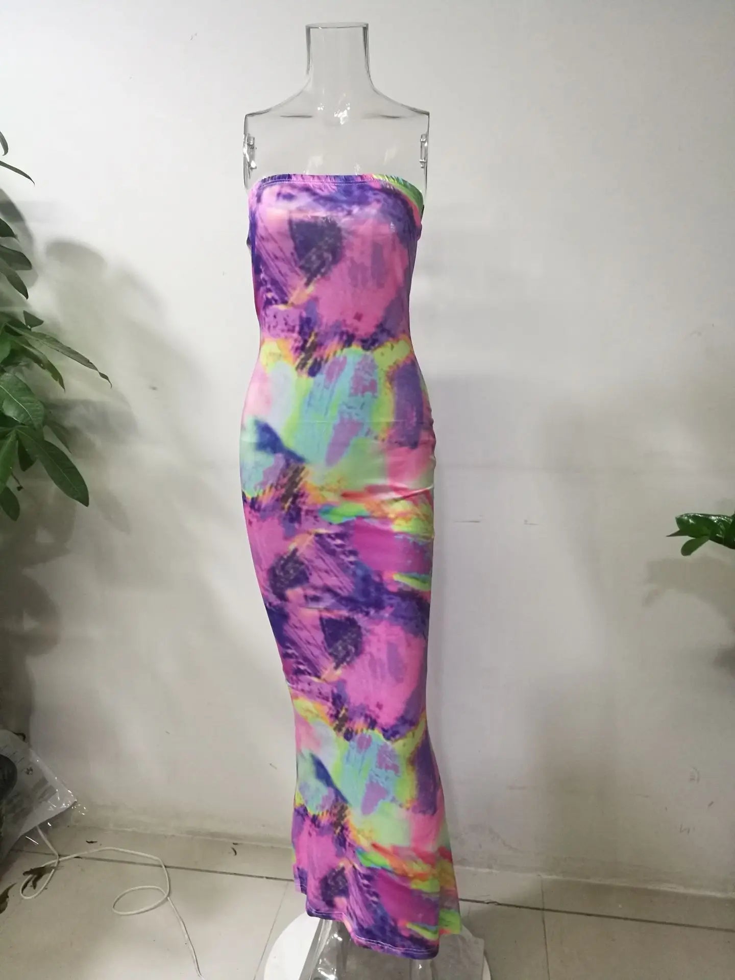Tie Dye Bodycon Bandage Dress Women Midi Sexy Party Dresses Off Shoulder Strapless Summer Y2k Club Beach Elegant Long Vestidos