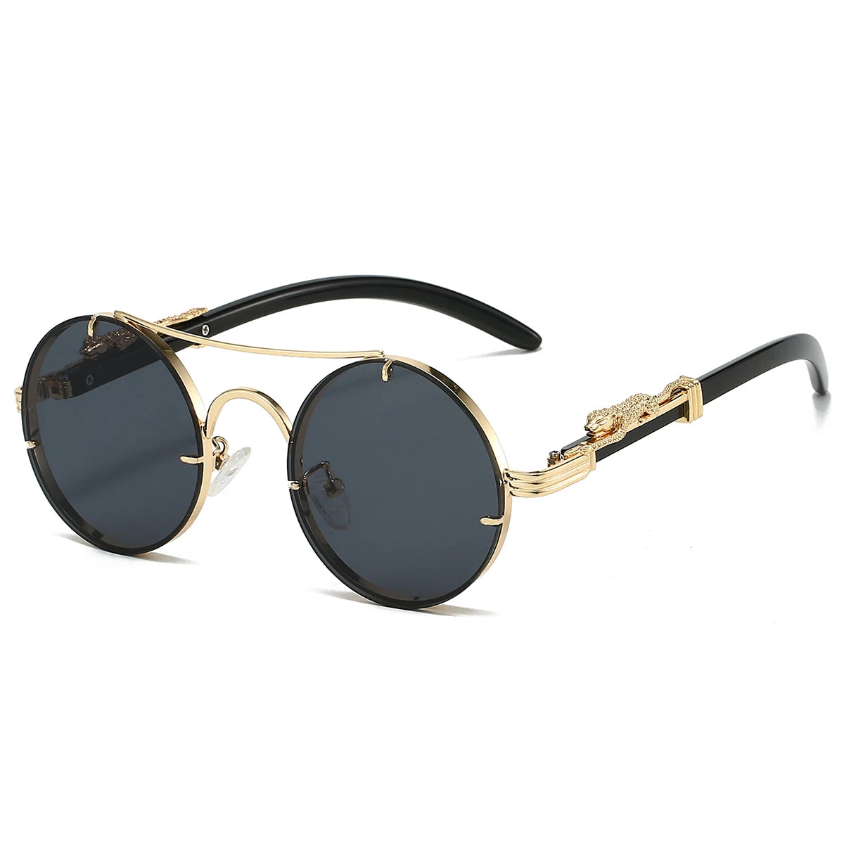KAMMPT Vintage Round Sunglasses Men Fashion Double Bridge Multicolor Shades Women Retro Trendy Brand Luxury Design Sun Glasses