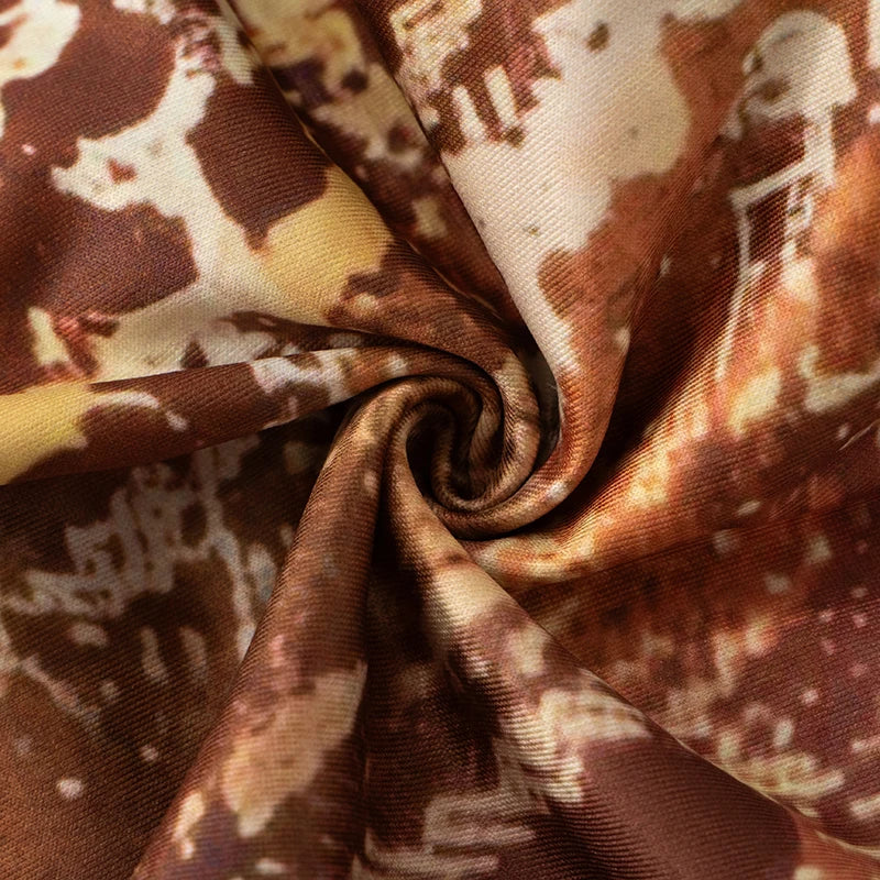 CUTENOVA 2025 Spring Brown Single Shoulder Long Sleeve One Piece Jumpsuit Snake Print Back Zipper Jumpsuits For Women Sexy Wear