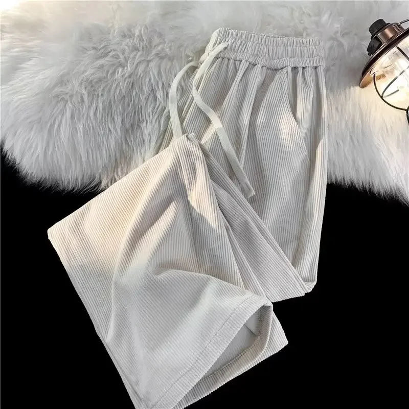 Vintage Brown Corduroy Casual Pants Loose Fit Spring Autumn New Straight-Leg Pants Trendy Brand Sweatpants For Men