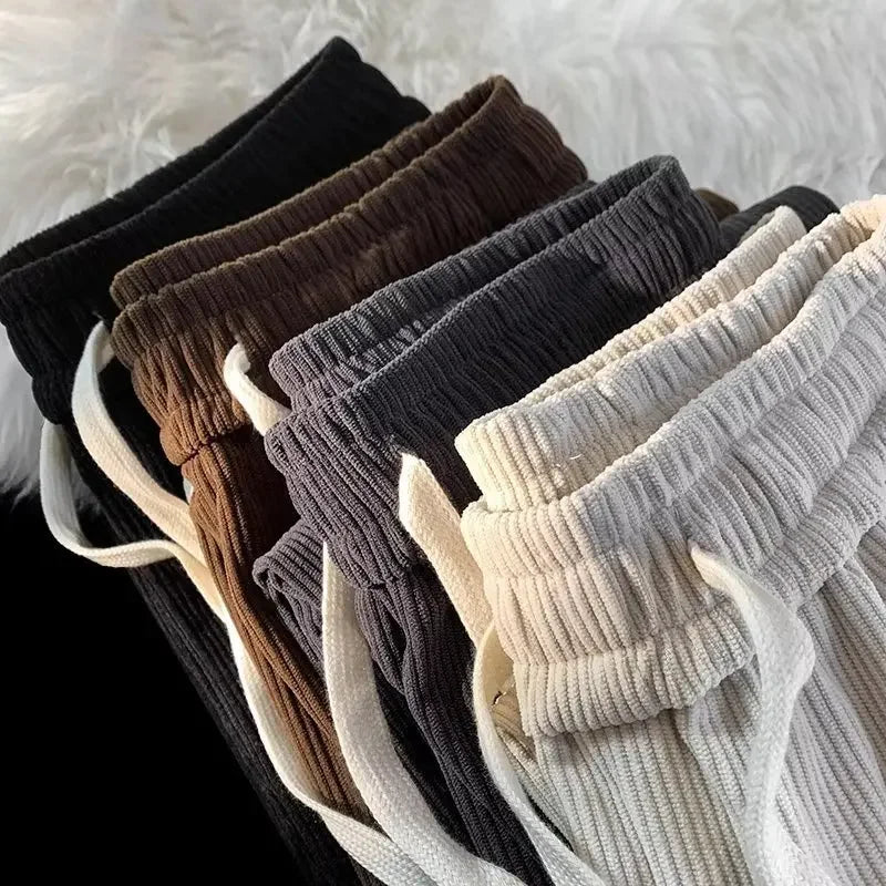 Vintage Brown Corduroy Casual Pants Loose Fit Spring Autumn New Straight-Leg Pants Trendy Brand Sweatpants For Men