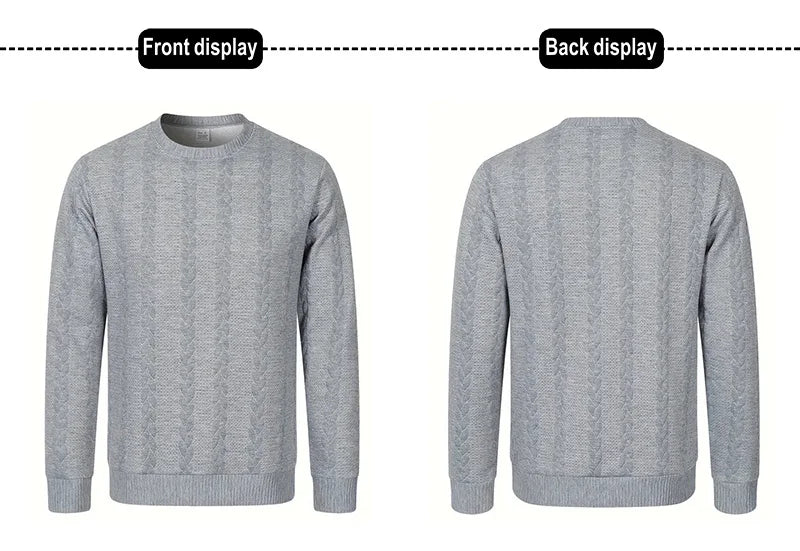 New Men's Long Sleeve pullover Fashion Knitted Jacquard Round Neck Autumn and Winter European and American Leisure Sports Shirt