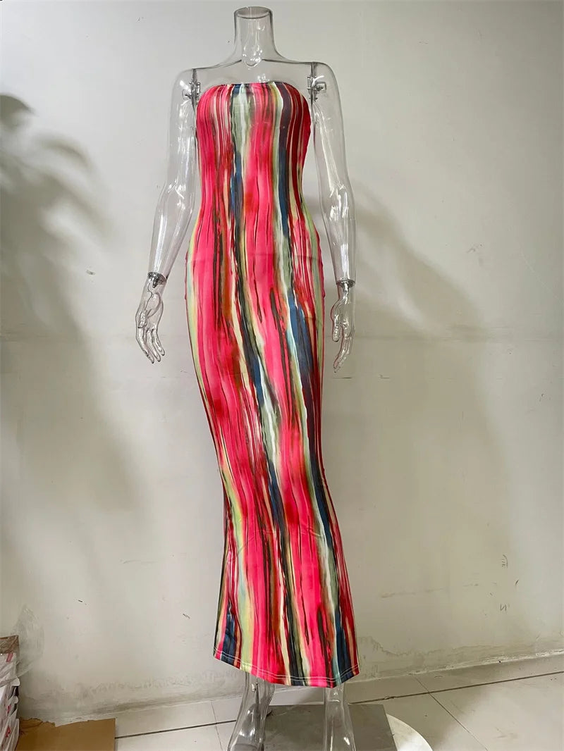 Sexy Print Maxi Dresses Ladies Elegant Bodycon Women Dress Vintage Robe Femme Party Bandage Long Dress Woman Clothes Vestidos