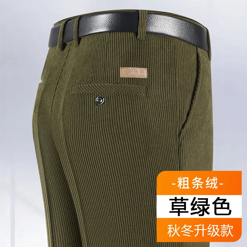 Cotton Corduroy Pants Men Soft and Comfortable Fabric Corduroy Joggers For Middle-aged Men Dad Husband Daily Office Pants - FashionMojos.com
