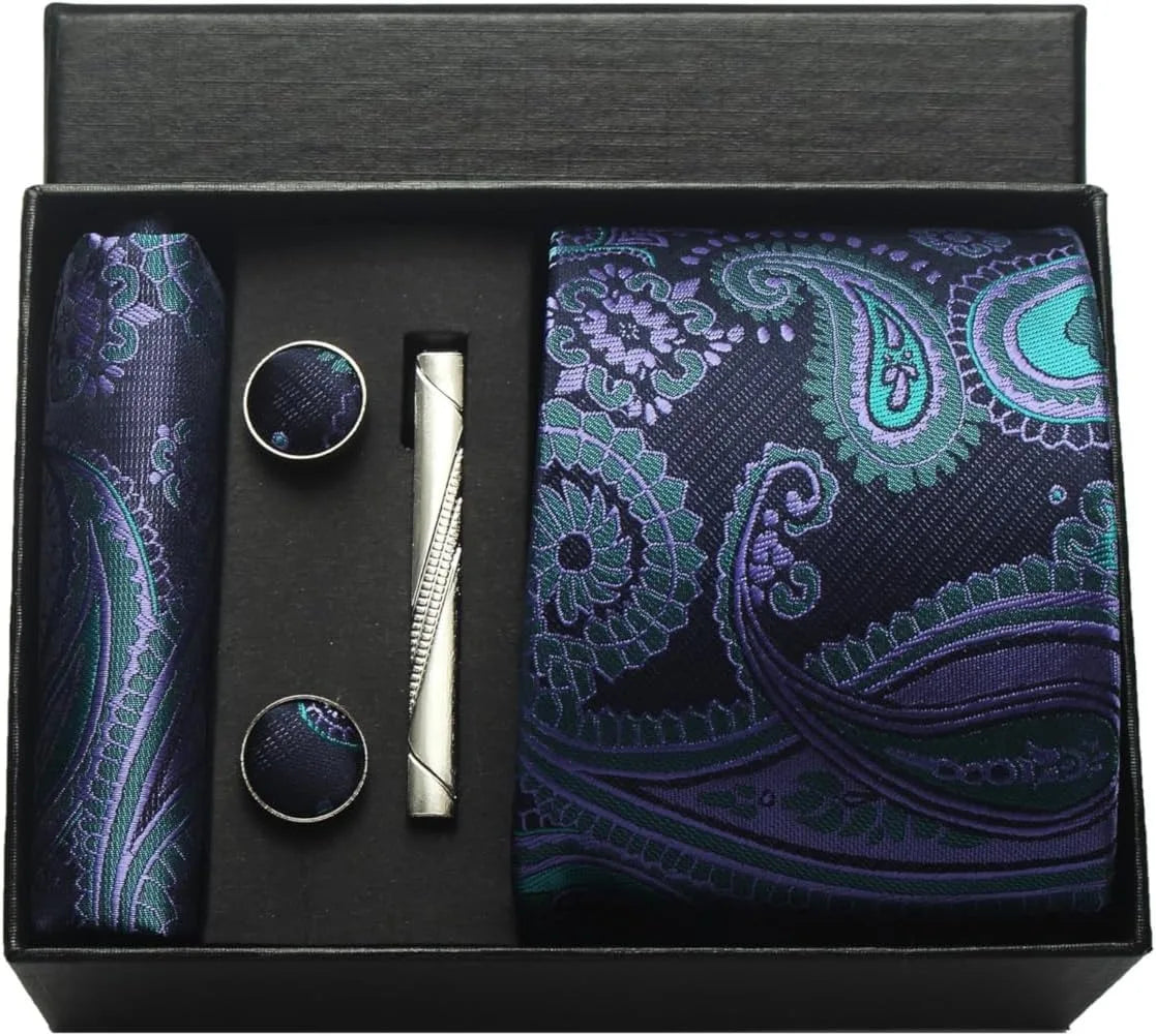 100% Silk Necktie Paisley Floral Mens Tie