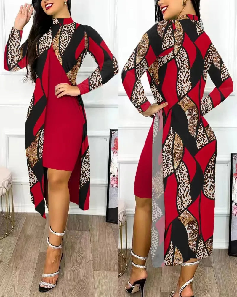 Two Piece Set Women Print Dresses Sets