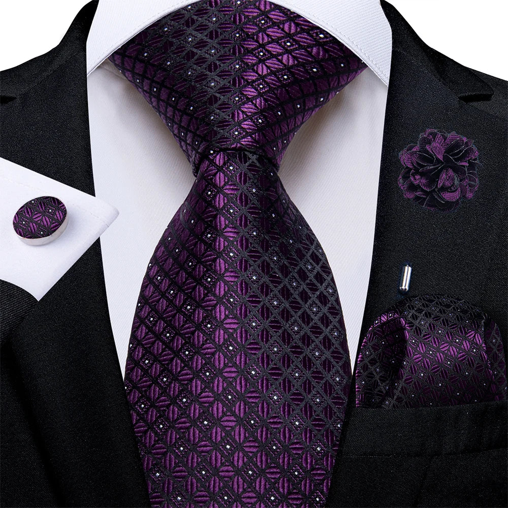 4Pcs Pink Paisley Folral Men Tie Pocket Square