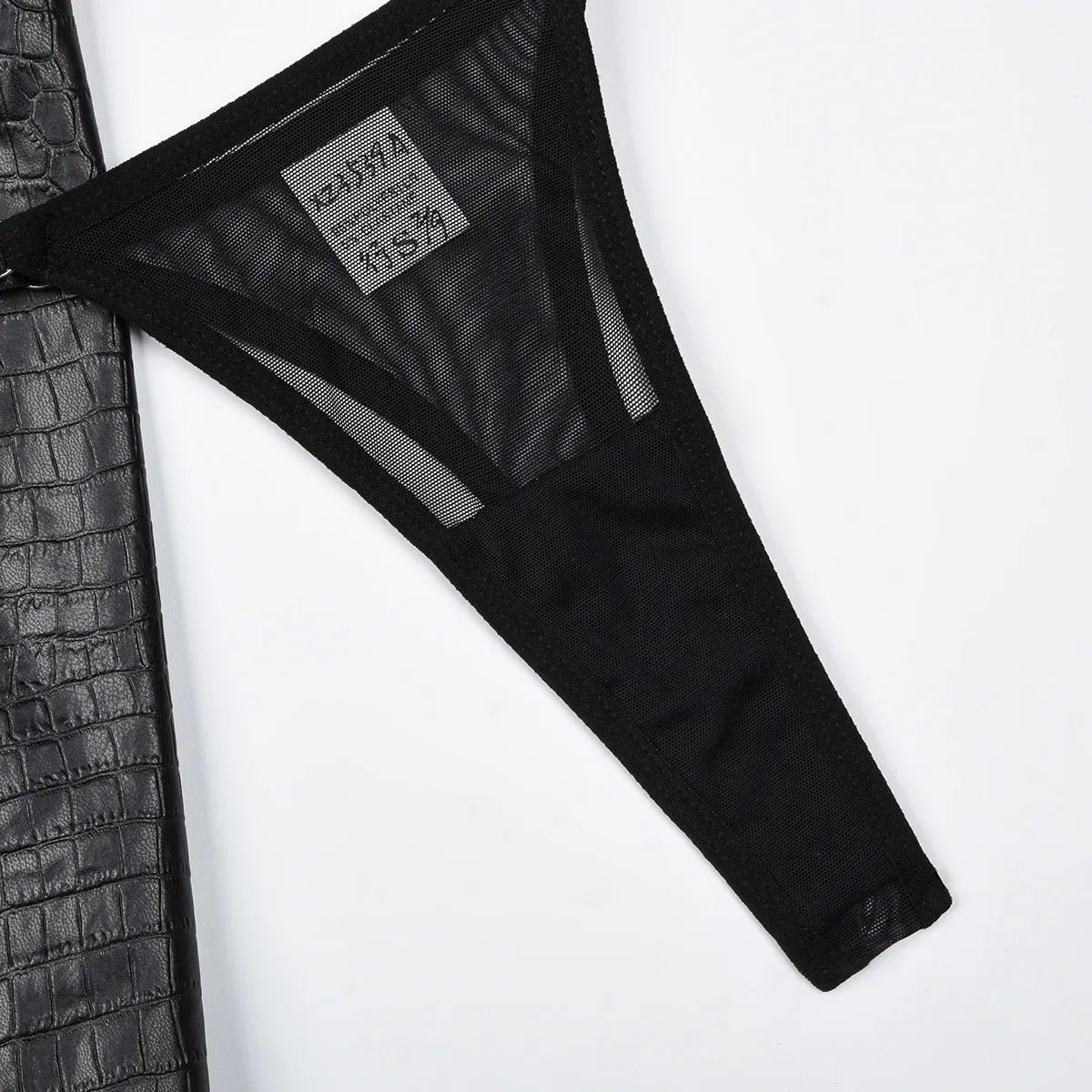 Hot-selling new high-quality leather cloth mesh yarn sexy straps cross-hanging neck sexy underwear set sexy lingerie body suit