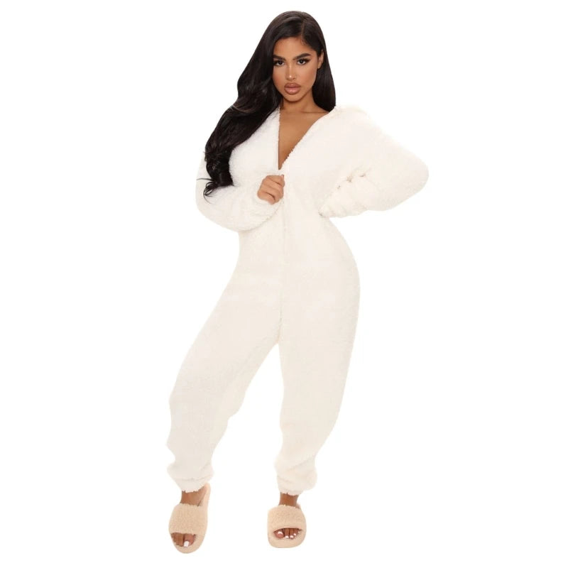 Womens Winter Warm Onesie Pajamas Fuzzy Fleece