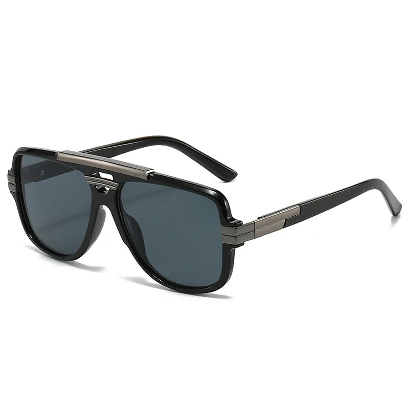 SO&EI Retro Square Double Bridges Men Sunglasses Fashion Brand Designer Shades UV400 Women Gradient Sun Glasses