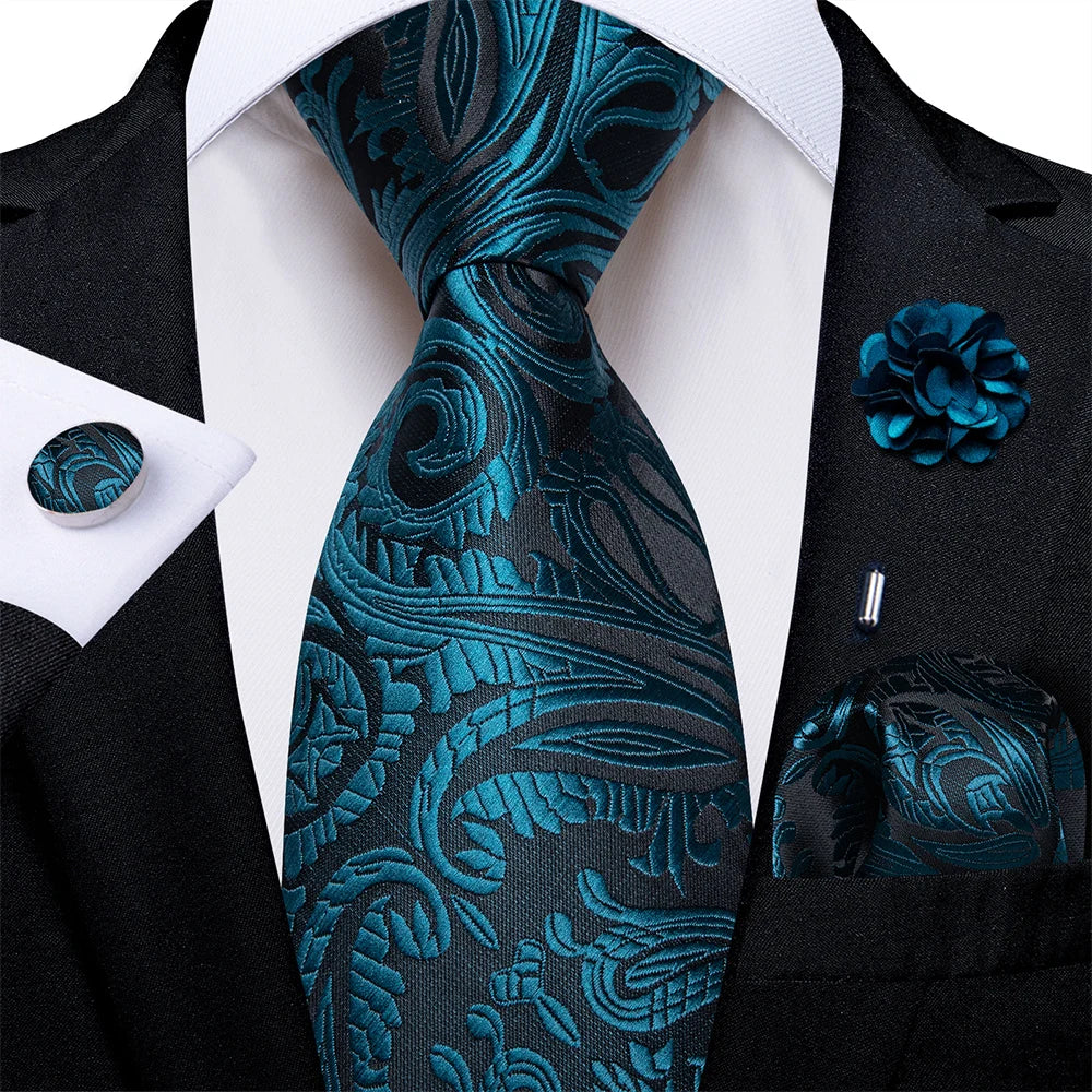 4Pcs Pink Paisley Folral Men Tie Pocket Square