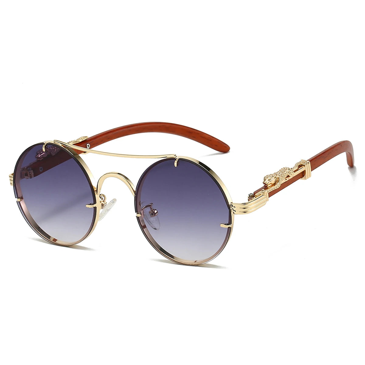KAMMPT Vintage Round Sunglasses Men Fashion Double Bridge Multicolor Shades Women Retro Trendy Brand Luxury Design Sun Glasses