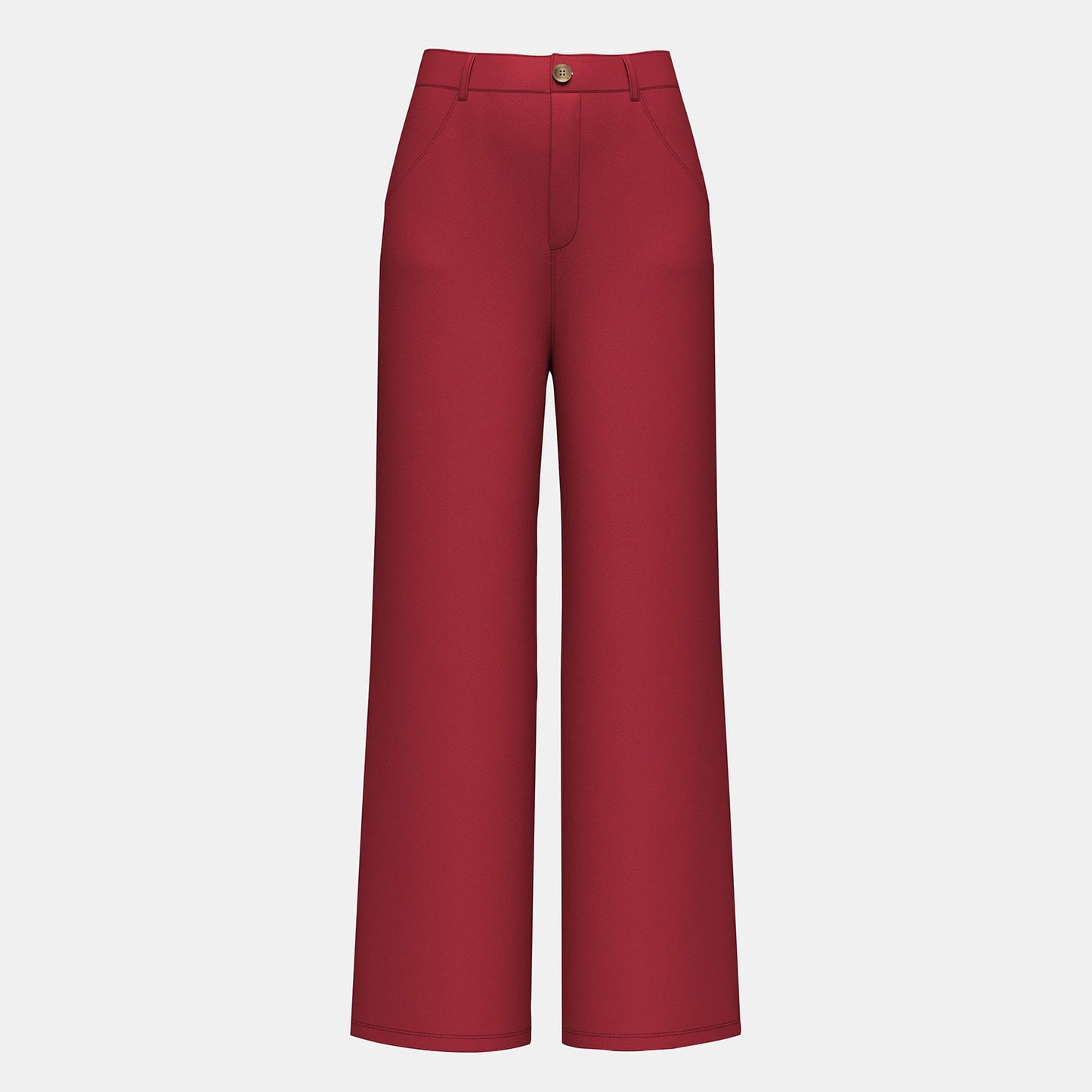 Mia Muse Women's Pants Autumn French Plain Natural Waist Full Length Wide Leg Casual Pants
