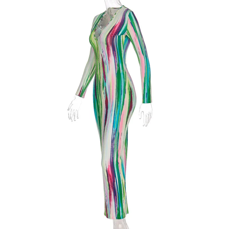 Sexy Print Maxi Dresses Ladies Elegant Bodycon Women Dress Vintage Robe Femme Party Bandage Long Dress Woman Clothes Vestidos
