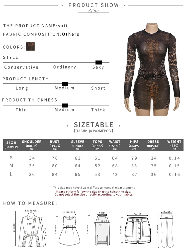 kliou Vintage Women 2 Piece Sets Fashion Autumn Matching Outfits Round Neck Crop T-shirts+High Waist Mini Skirts Mujer Clubwear