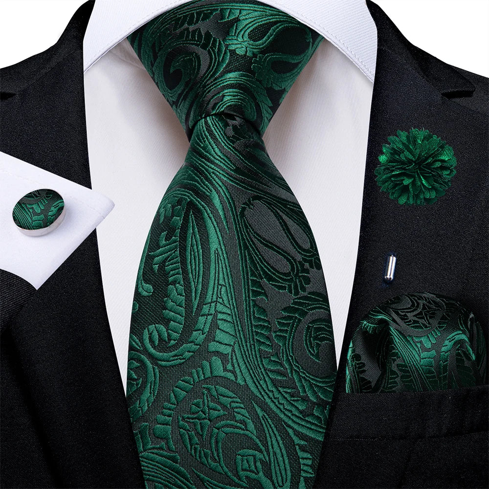 4Pcs Pink Paisley Folral Men Tie Pocket Square