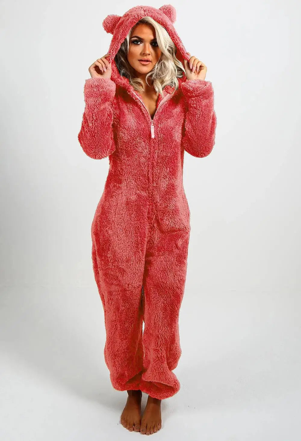 Harem Jumpsuit Spaghetti Long Cap Zipper Warm Winter Vintage Loose Wide Leg Overall Jumpsuits Playsuits Bodysuits Women Pajamas