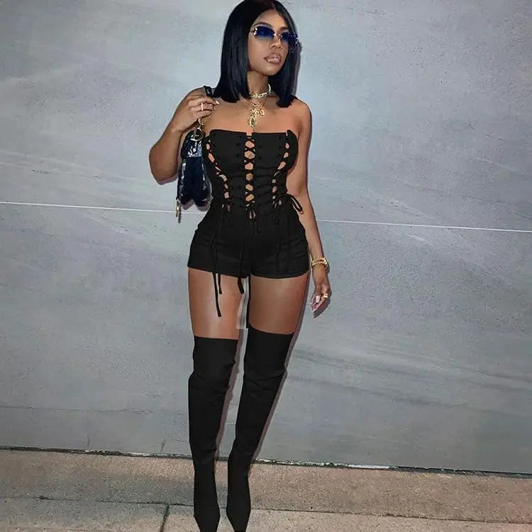 BWQ Sexy Mesh Short Jumpsuits for Women