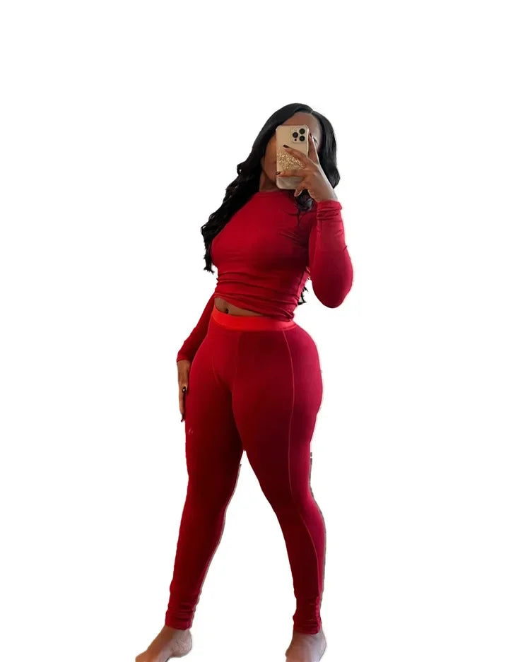 New Ribbing 2 Piece Sets Women Outfit