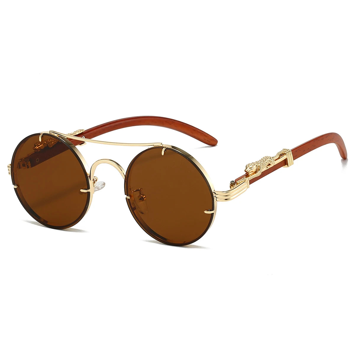 KAMMPT Vintage Round Sunglasses Men Fashion Double Bridge Multicolor Shades Women Retro Trendy Brand Luxury Design Sun Glasses