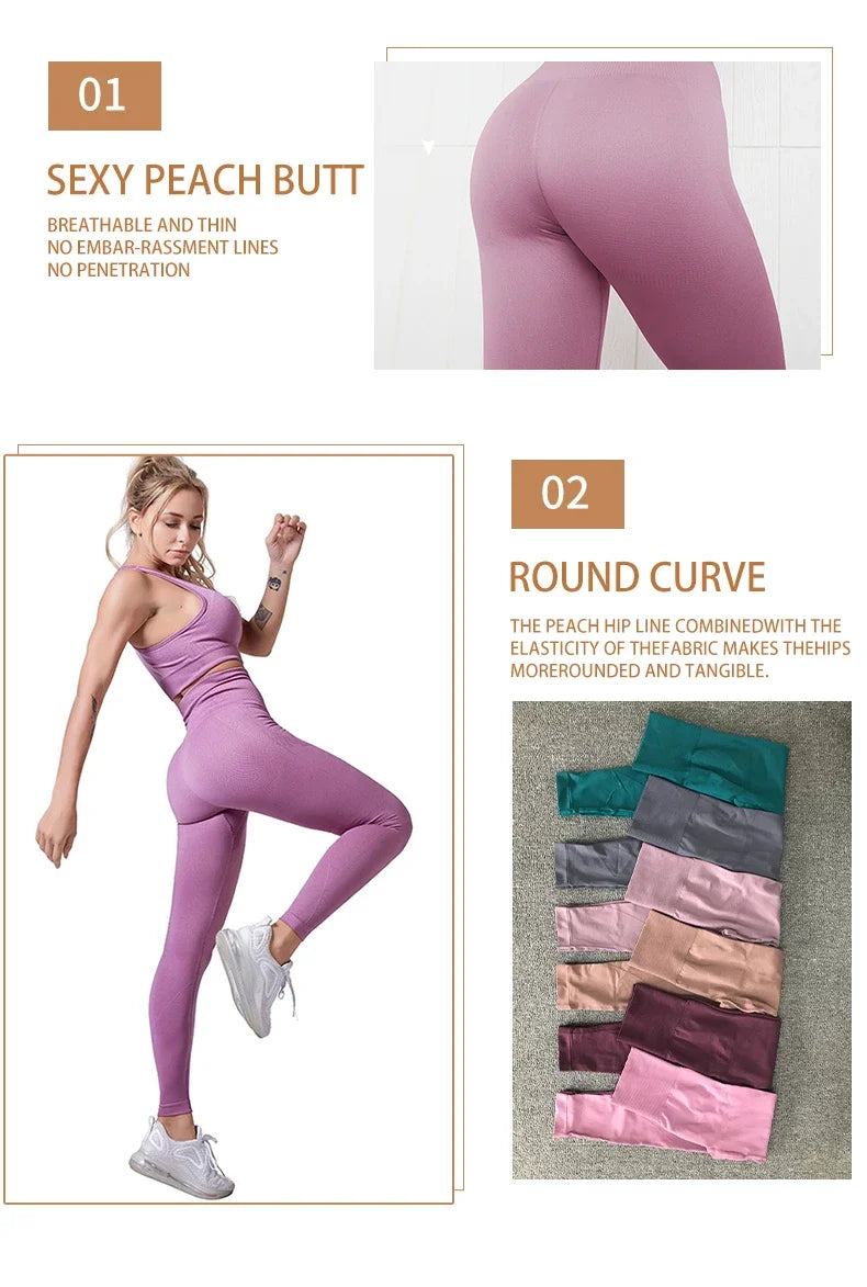 Seamless Hyperflex Workout Set Sport Leggings and Top Yoga Outfits for Women Sportswear Athletic Clothes Gym 2 piece Set XL Size
