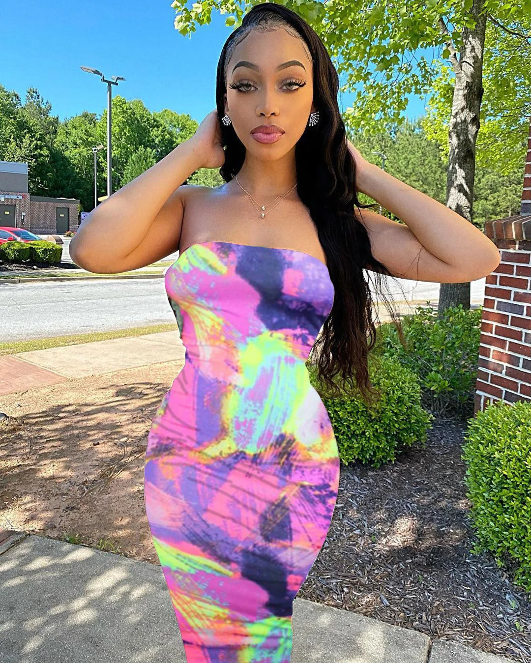 Spring And Summer Dresses For Women Chest Wrap Printed Off Shoulder Bandage Slim Sexy Long Dress