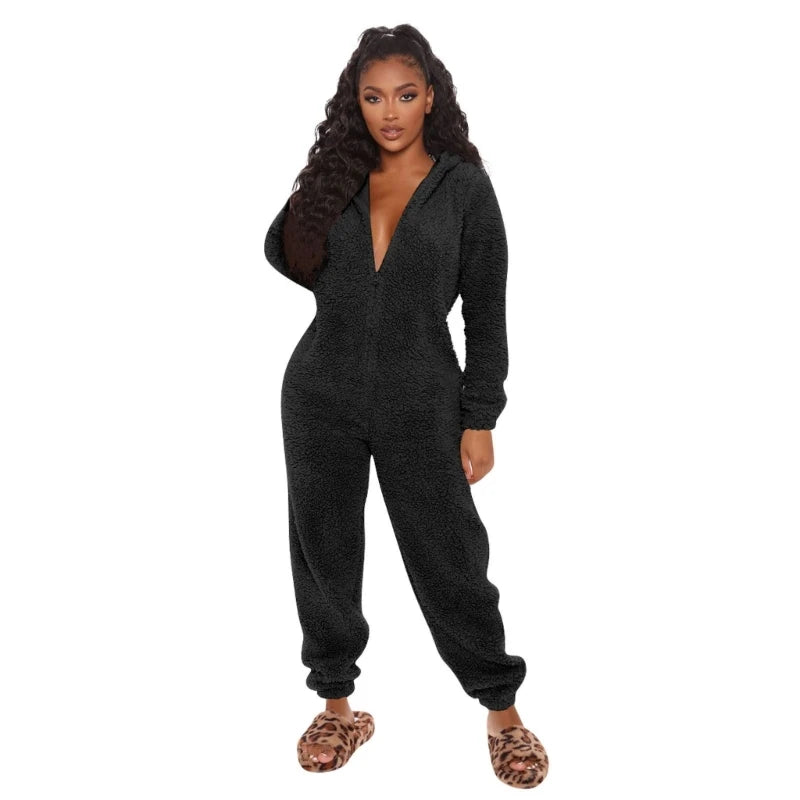 Womens Winter Warm Onesie Pajamas Fuzzy Fleece