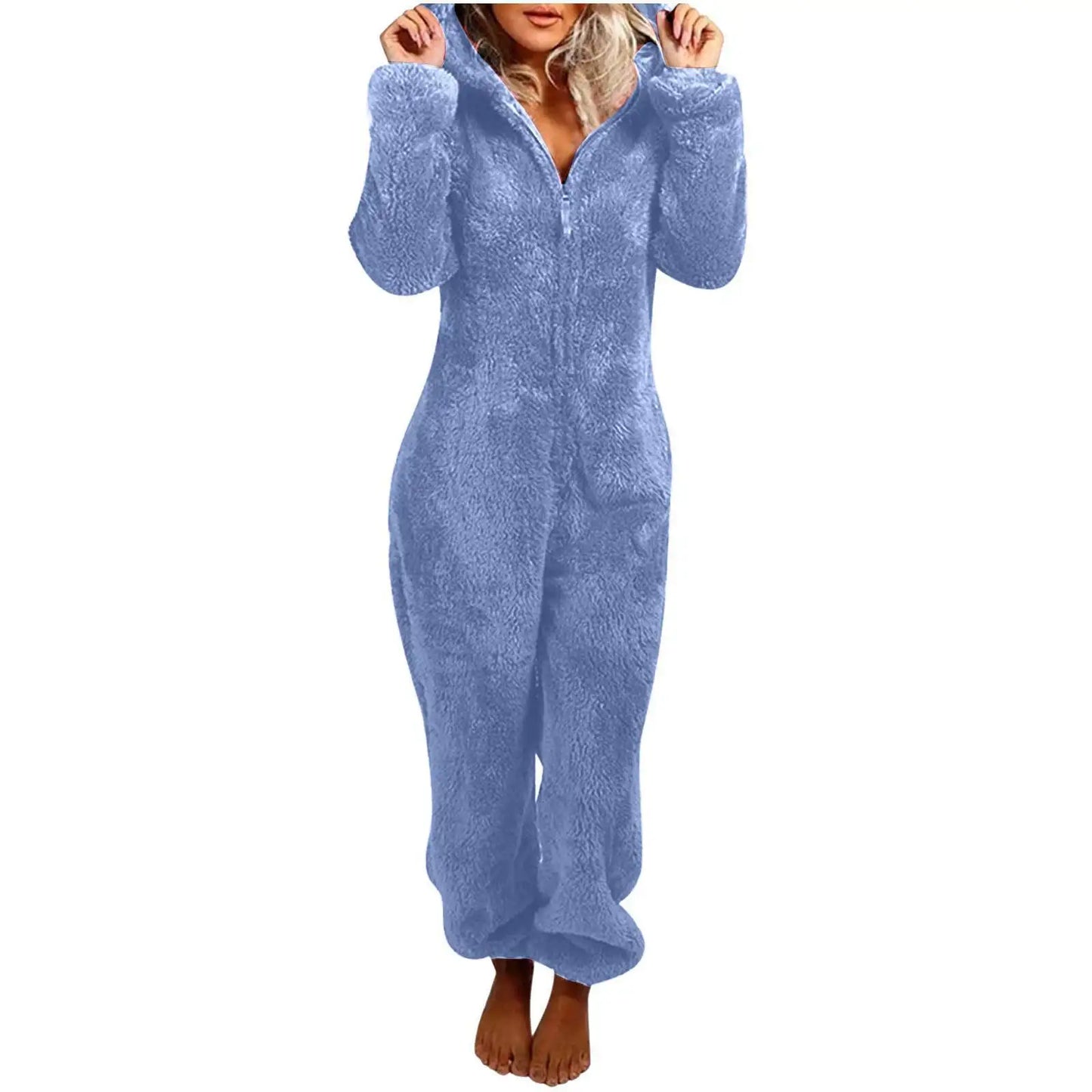 Harem Jumpsuit Spaghetti Long Cap Zipper Warm Winter Vintage Loose Wide Leg Overall Jumpsuits Playsuits Bodysuits Women Pajamas