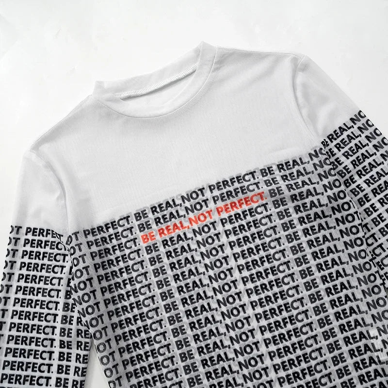 New Sexy See Thorugh Bodysuit Womens Long Sleeve Graphic One Pieces T-Shirt Corset Tops Autumn High Waist Mesh Jumpsuits