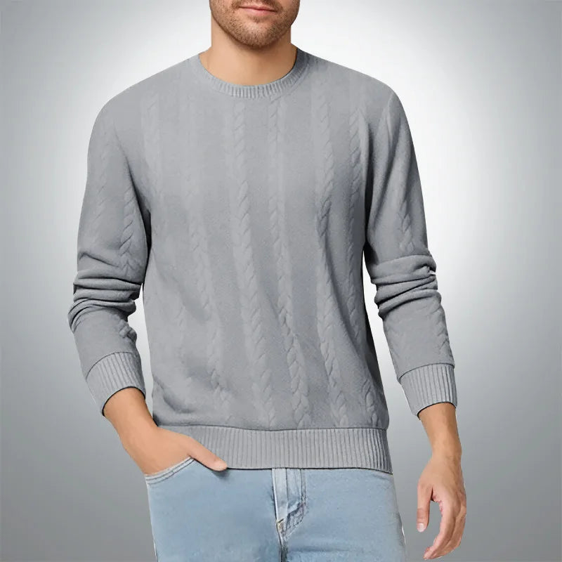 New Men's Long Sleeve pullover Fashion Knitted Jacquard Round Neck Autumn and Winter European and American Leisure Sports Shirt